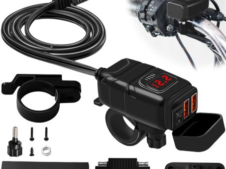 Cargador USB Dual Impermeable para Motocicleta con Voltímetro LED y Interruptor Independiente Embalaje Deteriorado For Sale