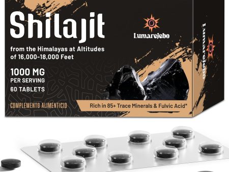 Tabletas de Shilajit del Himalaya, 30,000 mg, Alta Potencia con 60% de Ácido Fúlvico y Más de 85 Minerales, Extracto 10:1, 60 Tabletas Embalaje Deteriorado For Cheap