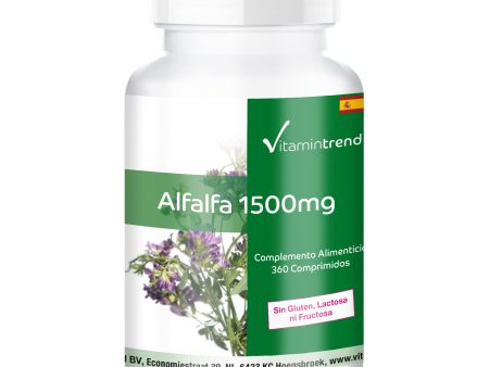 Alfalfa 1500mg – Verde de Alfalfa en comprimidos – 360 comprimidos – Extracto de Alfalfa natural | Vitamintrend Embalaje Deteriorado Discount