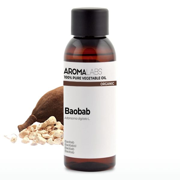 Aceite Vegetal de Baobab Orgánico - 50mL - 100% Puro y Natural, Prensado en Frío - Certificado Cosmos - AROMA LABS Embalaje Deteriorado Online